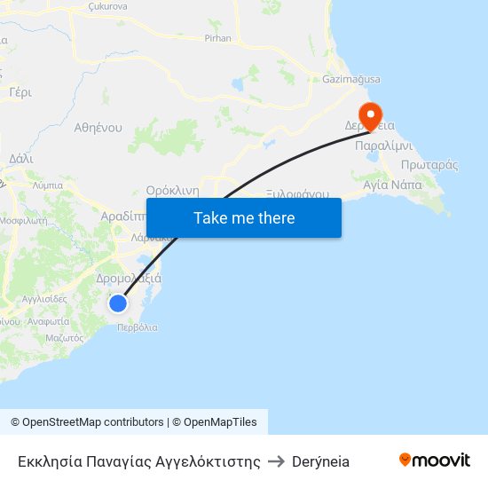 Εκκλησία Παναγίας Αγγελόκτιστης to Derýneia map