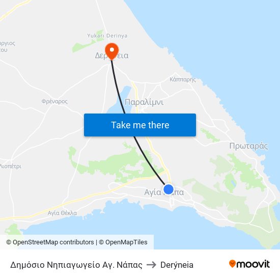 Δημόσιο Νηπιαγωγείο Αγ. Νάπας to Derýneia map