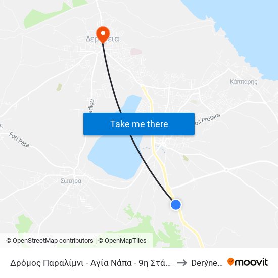 Δρόμος Παραλίμνι - Αγία Νάπα - 9η Στάση to Derýneia map