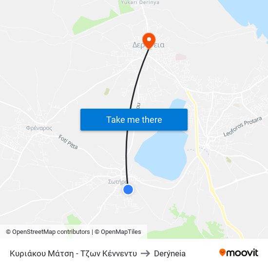 Κυριάκου Μάτση - Τζων Κένvεντυ to Derýneia map