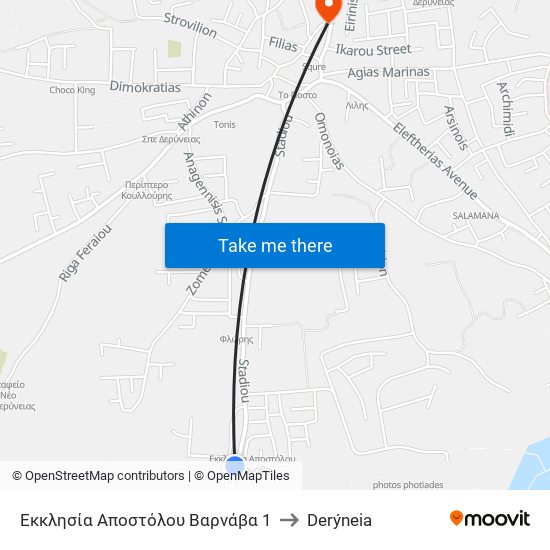 Εκκλησία Αποστόλου Βαρνάβα 1 to Derýneia map