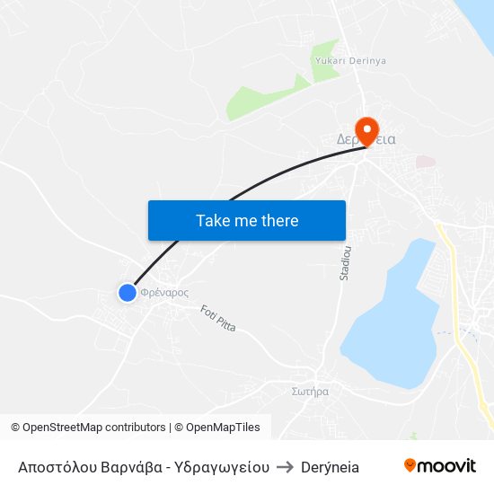 Αποστόλου Βαρνάβα - Υδραγωγείου to Derýneia map