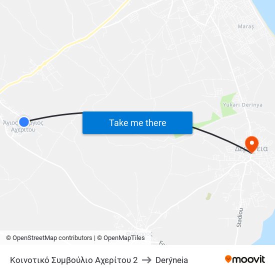 Κοινοτικό Συμβούλιο Αχερίτου 2 to Derýneia map