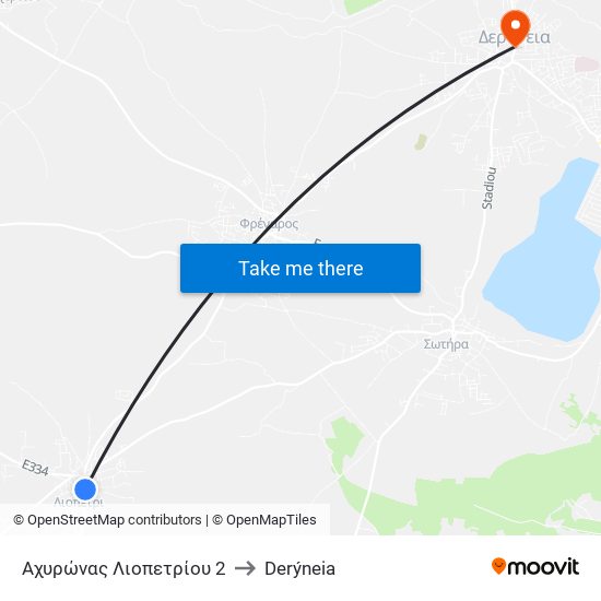 Αχυρώνας Λιοπετρίου 2 to Derýneia map