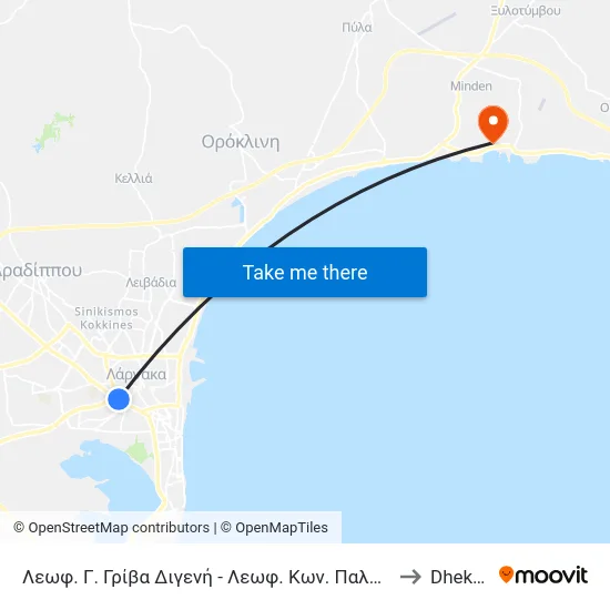 Λεωφ. Γ. Γρίβα Διγενή - Λεωφ. Κων. Παλαιολόγου 2 to Dhekelia map