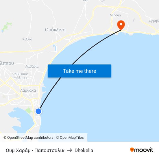 Ουμ Χαράμ -  Παπουτσαλίκ to Dhekelia map