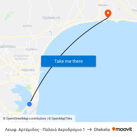 Λεωφ. Αρτέμιδος - Παλαιό Αεροδρόμιο 1 to Dhekelia map