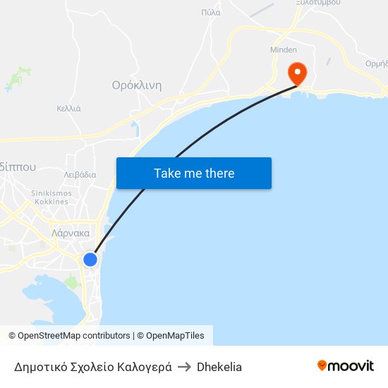 Δημοτικό Σχολείο Καλογερά to Dhekelia map