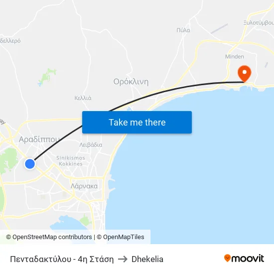 Πενταδακτύλου - 4η Στάση to Dhekelia map