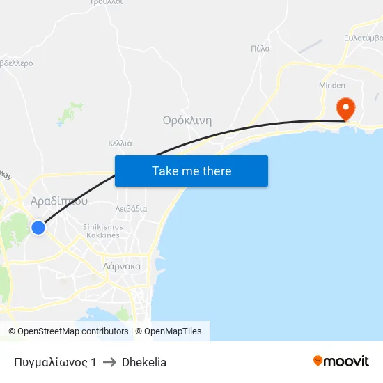 Πυγμαλίωνος 1 to Dhekelia map
