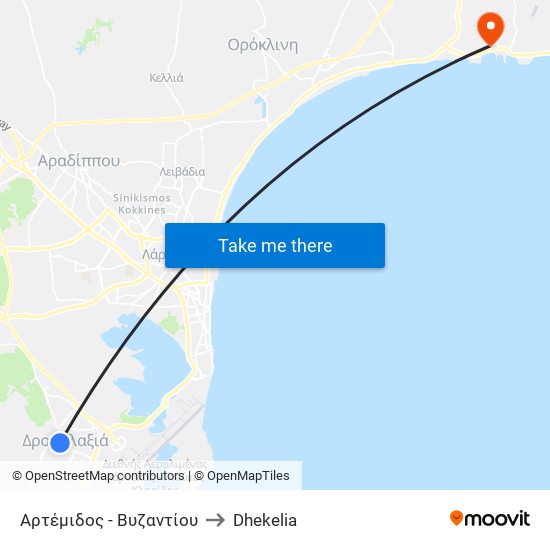 Αρτέμιδος - Βυζαντίου to Dhekelia map