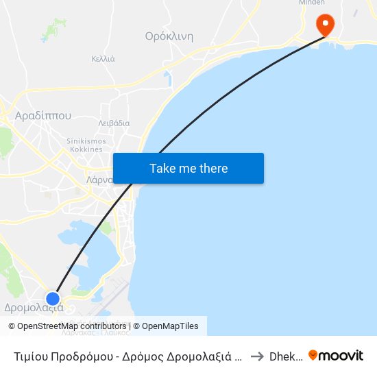 Τιμίου Προδρόμου - Δρόμος Δρομολαξιά - Αεροδρόμιο 2 to Dhekelia map