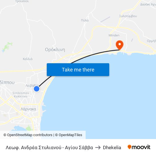 Λεωφ. Ανδρέα Στυλιανού - Αγίου Σάββα to Dhekelia map