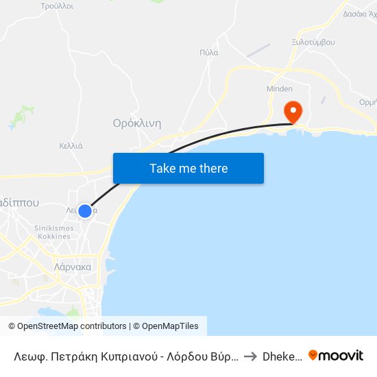 Λεωφ. Πετράκη Κυπριανού - Λόρδου Βύρωνος to Dhekelia map