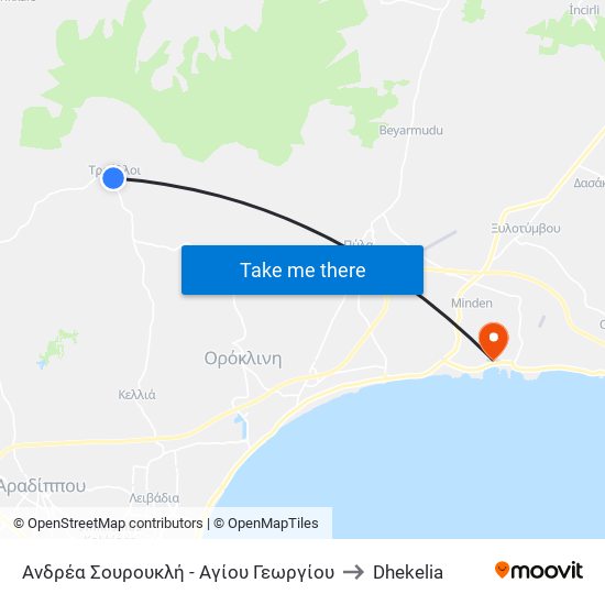 Ανδρέα Σουρουκλή - Αγίου Γεωργίου to Dhekelia map