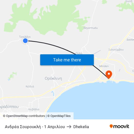 Ανδρέα Σουρουκλή - 1 Απριλίου to Dhekelia map