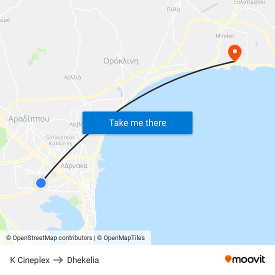 Κ Cineplex to Dhekelia map