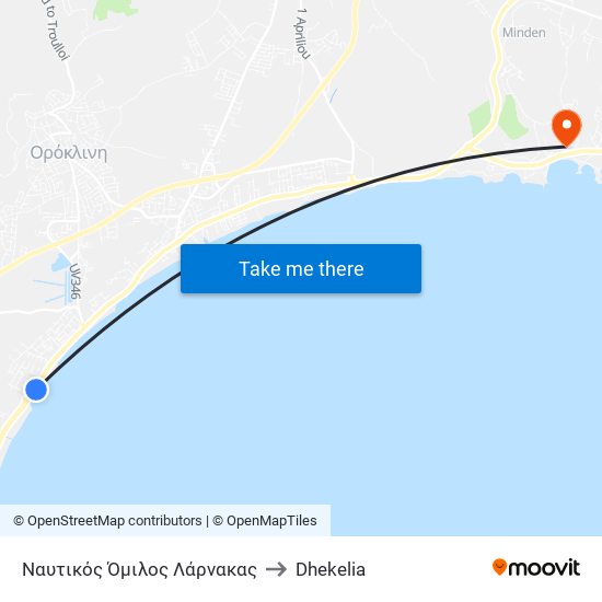 Ναυτικός Όμιλος Λάρνακας to Dhekelia map