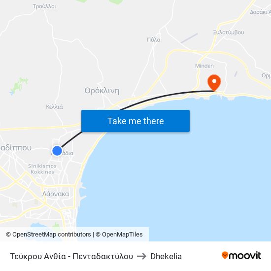 Τεύκρου Ανθία - Πενταδακτύλου to Dhekelia map
