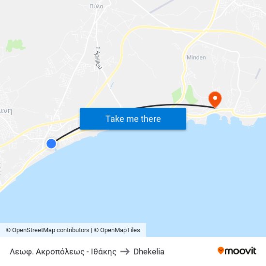 Λεωφ. Ακροπόλεως - Ιθάκης to Dhekelia map