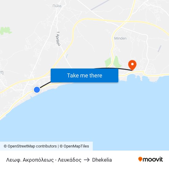 Λεωφ. Ακροπόλεως - Λευκάδος to Dhekelia map