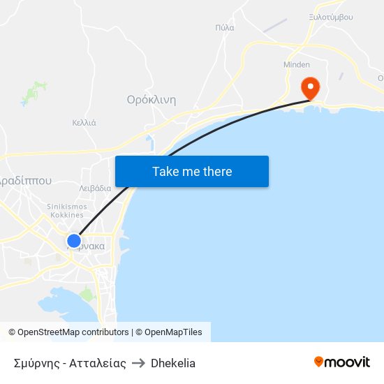 Σμύρνης - Ατταλείας to Dhekelia map