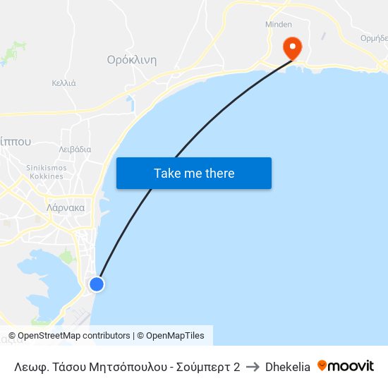 Λεωφ. Τάσου Μητσόπουλου - Σούμπερτ 2 to Dhekelia map