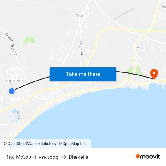 1ης Μαΐου - Ηλέκτρας to Dhekelia map