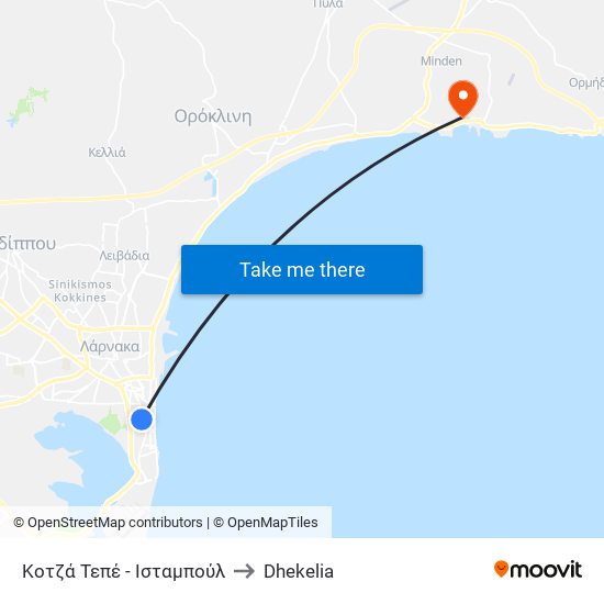 Κοτζά Τεπέ - Ισταμπούλ to Dhekelia map