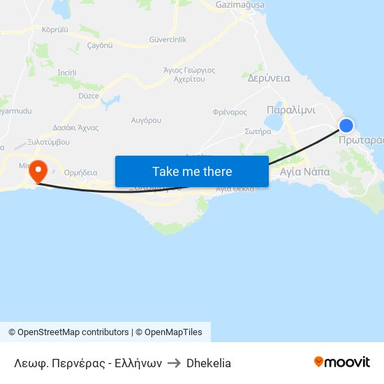 Λεωφ. Περνέρας - Ελλήνων to Dhekelia map