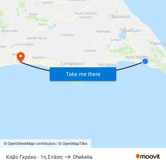 Κάβο Γκρέκο - 1η Στάση to Dhekelia map
