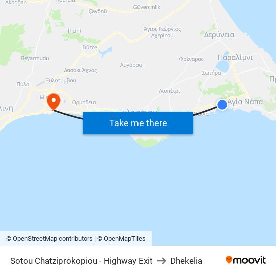 Sotou Chatziprokopiou - Highway Exit to Dhekelia map