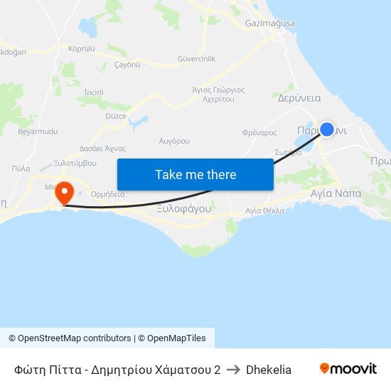 Φώτη Πίττα - Δημητρίου Χάματσου 2 to Dhekelia map