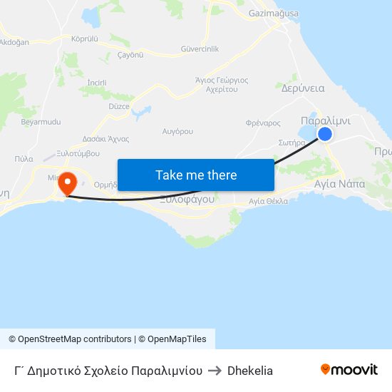 Γ´ Δημοτικό Σχολείο Παραλιμνίου to Dhekelia map