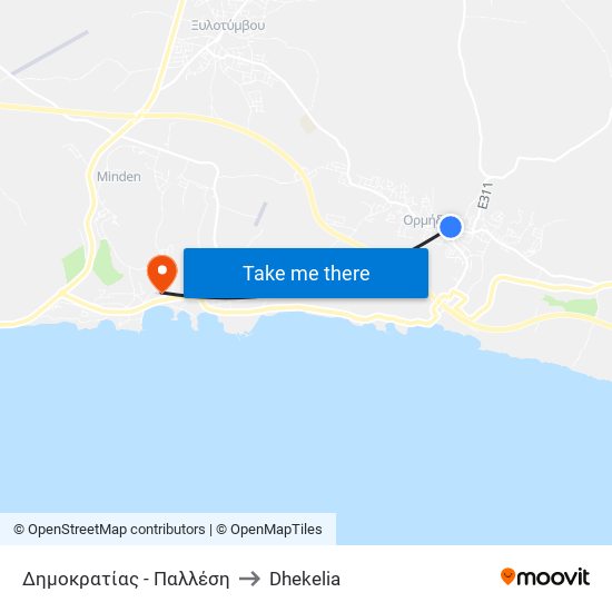 Δημοκρατίας - Παλλέση to Dhekelia map