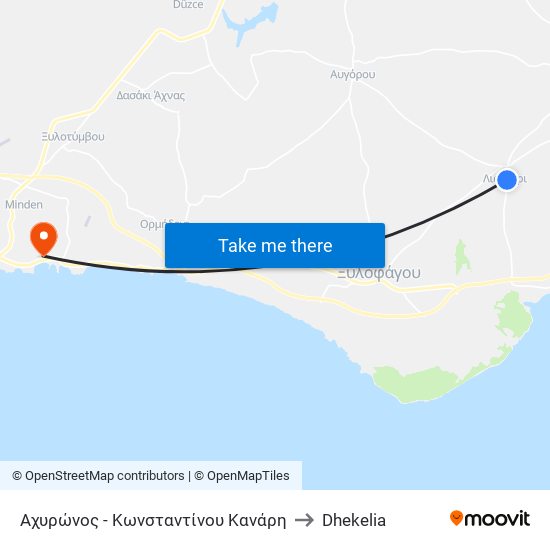 Αχυρώνος - Κωνσταντίνου Κανάρη to Dhekelia map