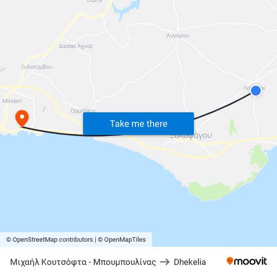 Μιχαήλ Κουτσόφτα - Μπουμπουλίνας to Dhekelia map