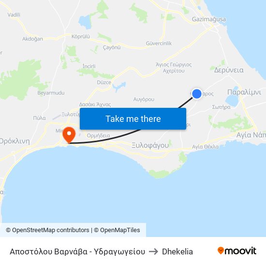 Αποστόλου Βαρνάβα - Υδραγωγείου to Dhekelia map