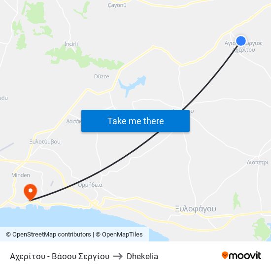 Αχερίτου - Βάσου Σεργίου to Dhekelia map