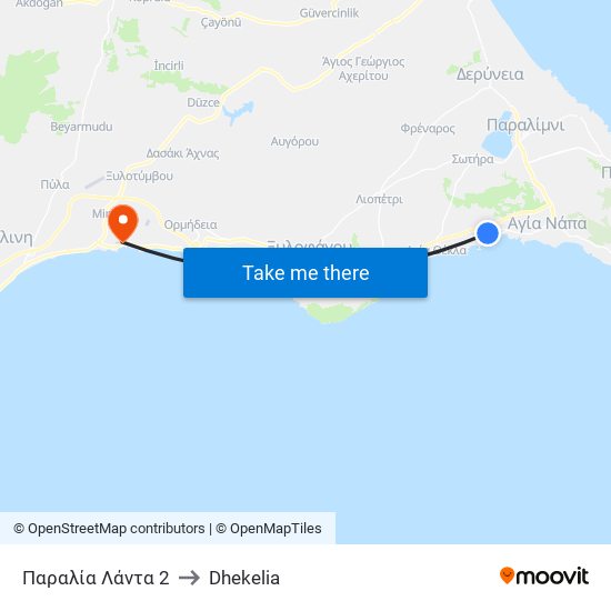 Παραλία Λάντα 2 to Dhekelia map