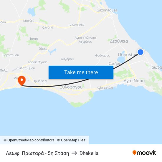 Λεωφ. Πρωταρά - 5η Στάση to Dhekelia map