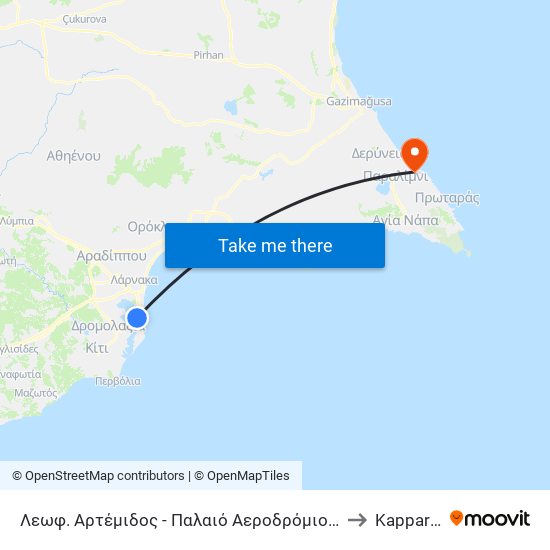 Λεωφ. Αρτέμιδος - Παλαιό Αεροδρόμιο 2 to Kapparis map