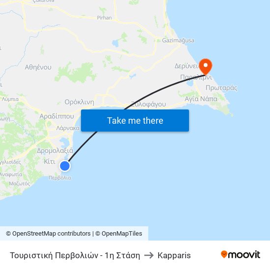 Τουριστική Περβολιών - 1η Στάση to Kapparis map