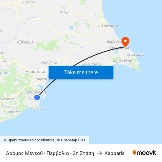 Δρόμος Μενεού - Περβόλια - 2η Στάση to Kapparis map