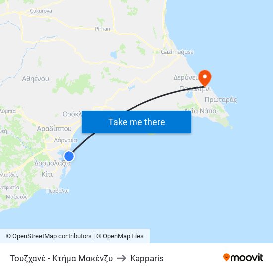 Τουζχανέ - Κτήμα Μακένζυ to Kapparis map