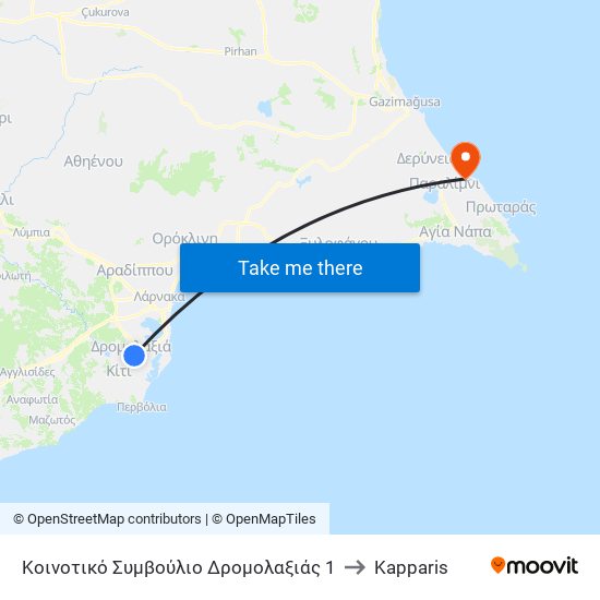 Κοινοτικό Συμβούλιο Δρομολαξιάς 1 to Kapparis map