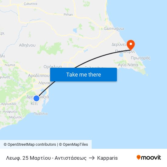 Λεωφ. 25 Μαρτίου - Αντιστάσεως to Kapparis map