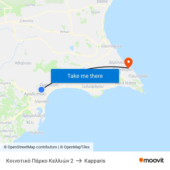 Κοινοτικό Πάρκο Κελλιών 2 to Kapparis map