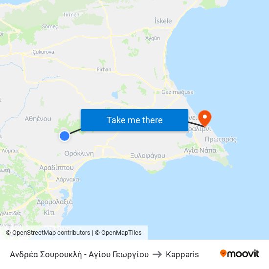 Ανδρέα Σουρουκλή - Αγίου Γεωργίου to Kapparis map