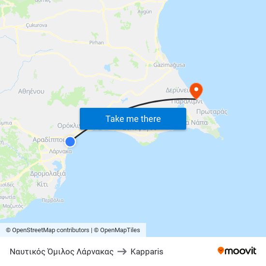 Ναυτικός Όμιλος Λάρνακας to Kapparis map